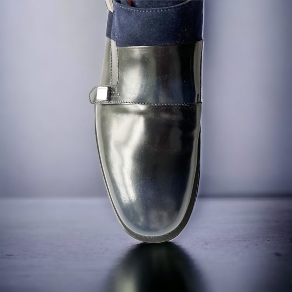 Santoni Suede and Leather Double Monkstrap Oxfords | 38.5 (8.5) - Picture 4 of 15